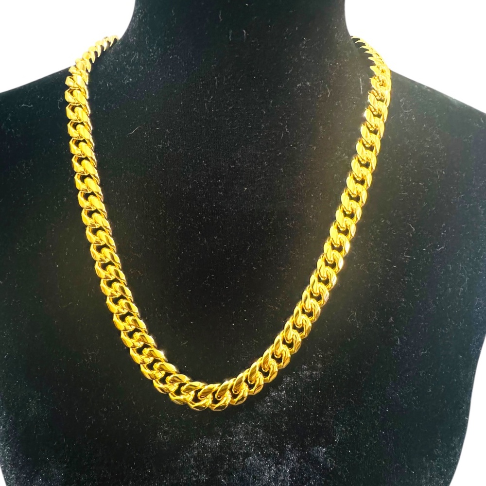 SPCY Gold Cuban Link Chain Necklace 20 Inches With Durable Clasp Bag & Gift Box - Picture 5 of 10